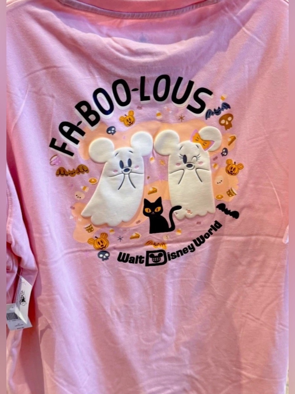 Walt Disney World Halloween Mickey Minnie Ghost Fa-Boo-Lous Pink Shirt NWT